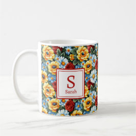 Taza De Café Flores femeninas románticas personalizadas de prim