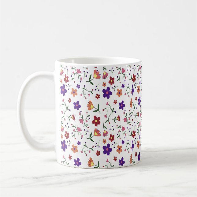 Taza De Café Flores florales acuarela (Izquierda)