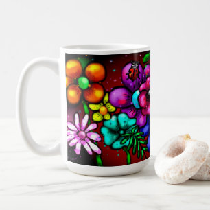 Taza De Café Flores florales al estilo del graffiti caprichoso