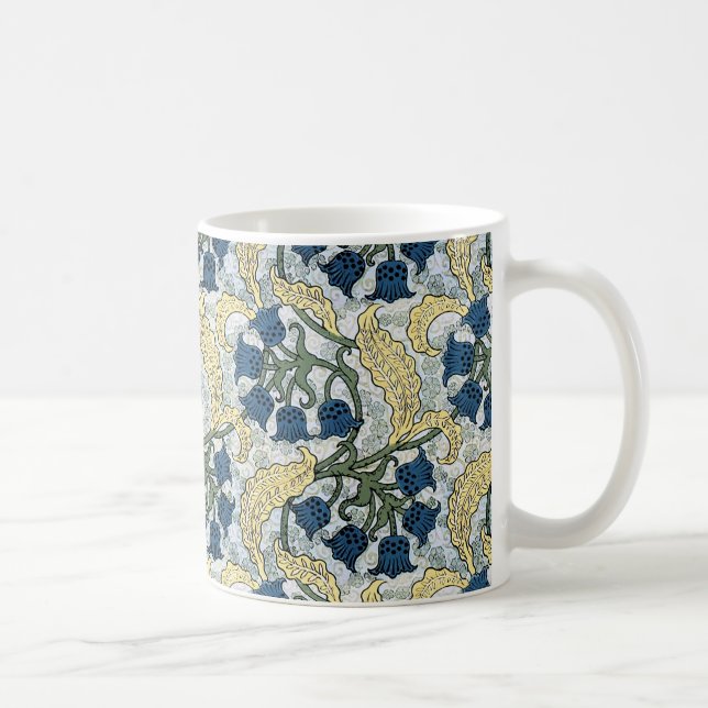 Taza De Café Flores Florales Azules Lily Valley Repetir (Derecha)