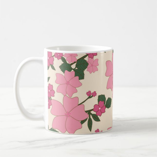 Taza De Café Flores florales rosadas de bonito (Izquierda)