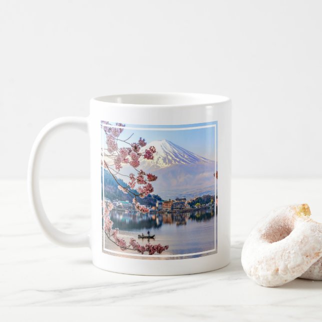 Taza De Café Flores | Florecimiento de cerezos en primavera en  (Con donut)