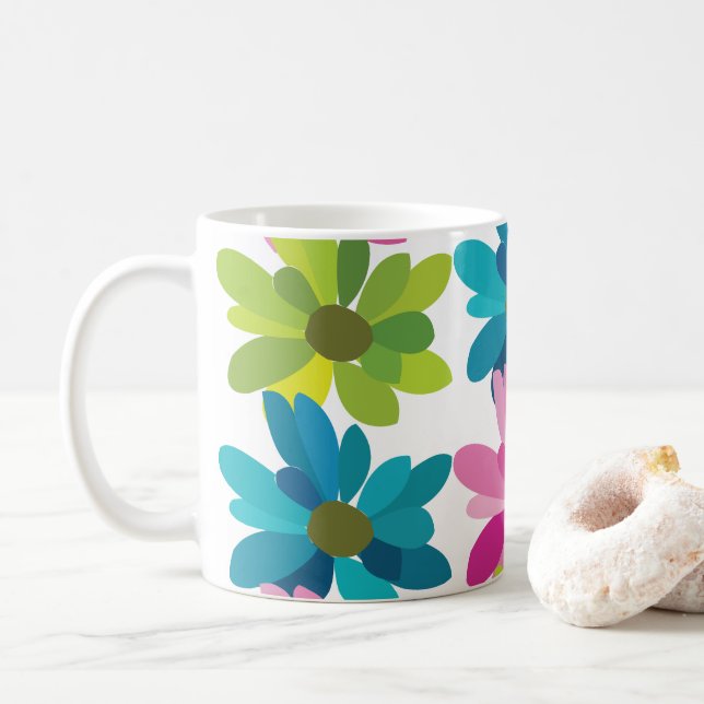 Taza De Café Flores Flores Coloridas (Con donut)