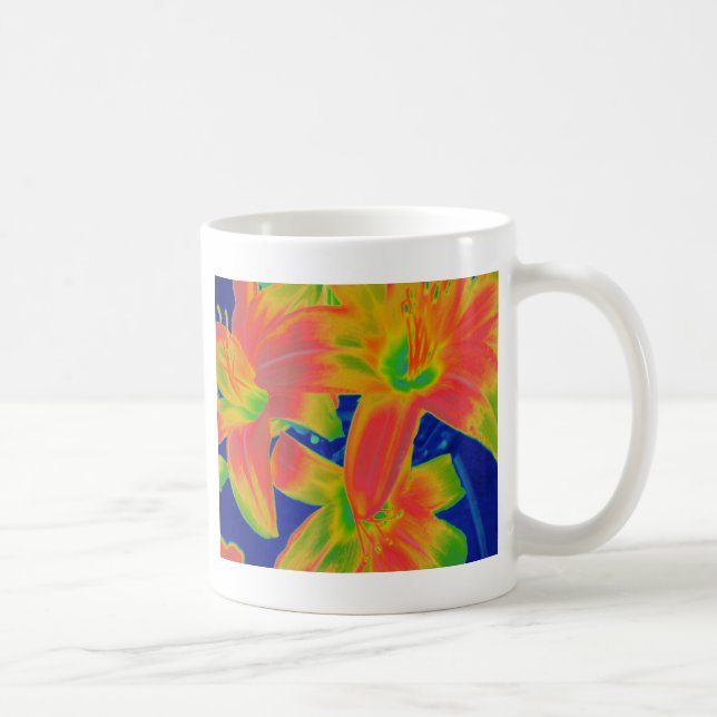 Taza De Café flores fluorescentes (Derecha)