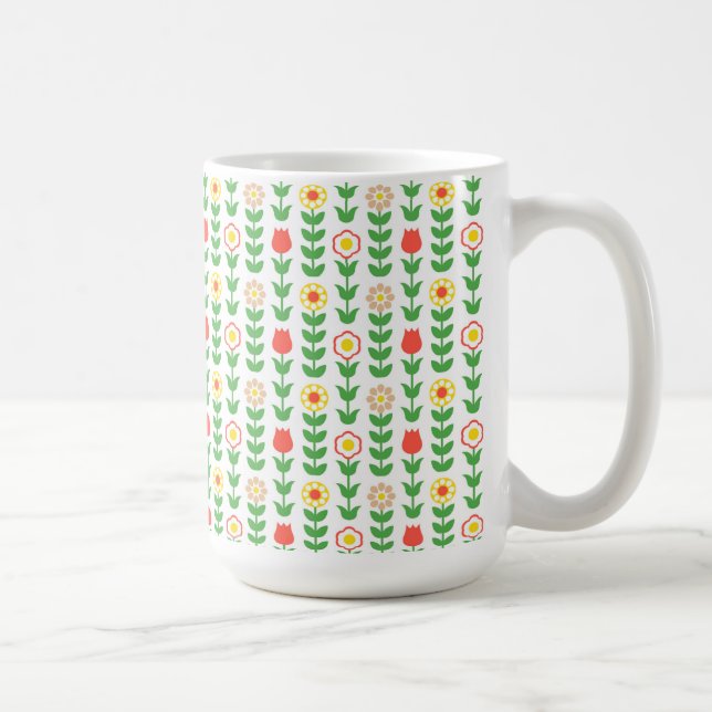 Taza De Café Flores folclóricas suecas retro (Derecha)