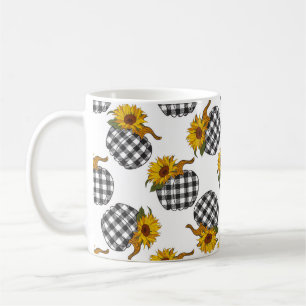 Taza De Café Flores girasoles Tapa calabaza sin costuras. Farmh
