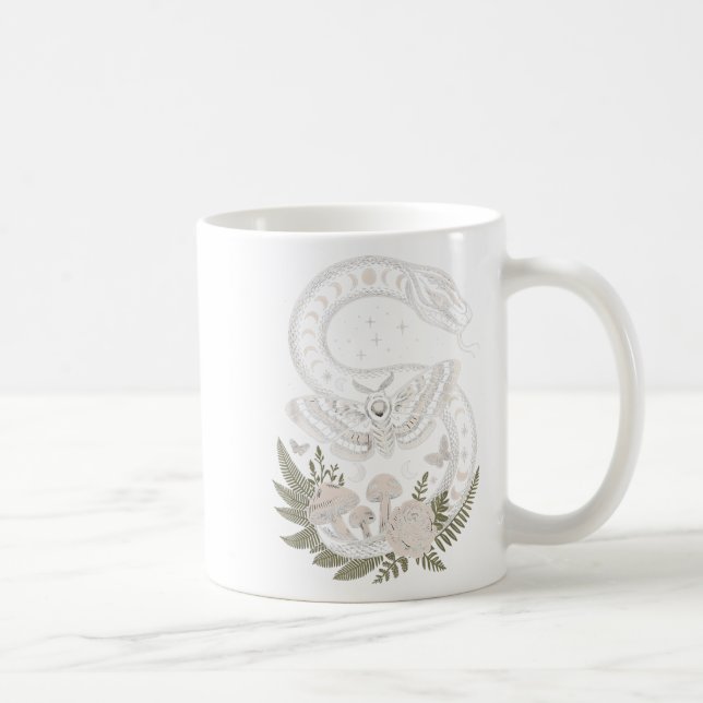 Taza De Café Flores Goblincore Moth Mariposa Monofases Cotta (Derecha)