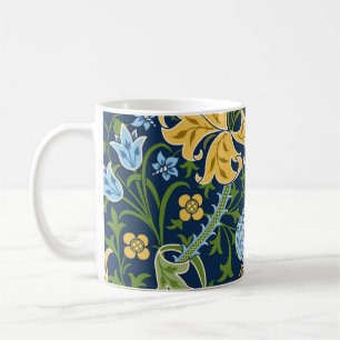 Taza De Café Flores grandes florales: Vintage verde oscuro