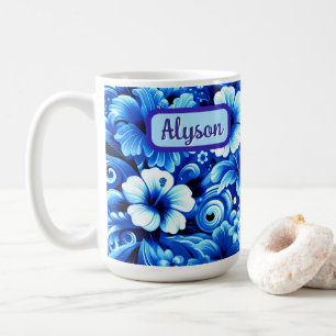 Taza De Café Flores Hawaianas Tropicales Hibisco Personalizadas