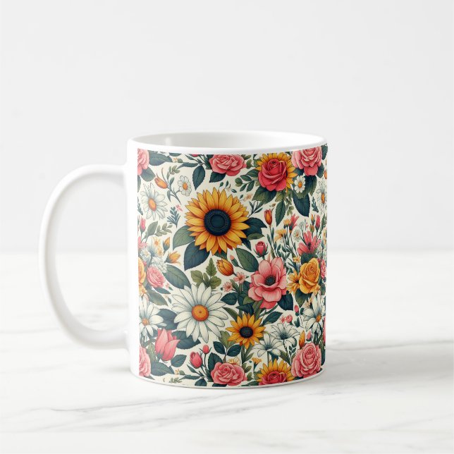 Taza De Café Flores Hermosas (Izquierda)