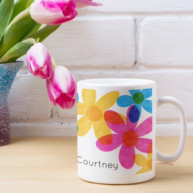 Taza De Café Flores hippie brillantes y audaces personalizadas (Subido por el creador)