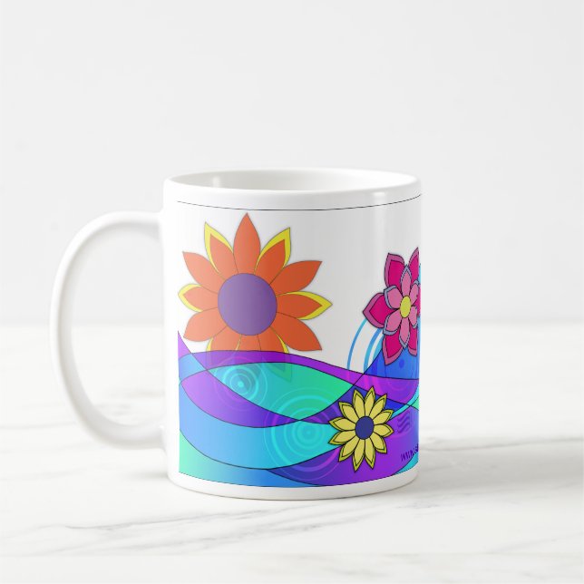 Taza De Café Flores Hippie llamativas (Izquierda)