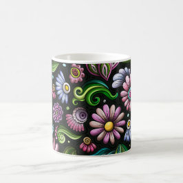 Taza De Café Flores impermeables: un cerdo con pleno florecimie