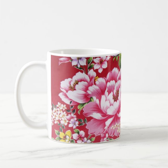 Taza De Café Flores japonesas del kimono (Izquierda)