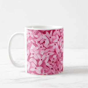 Taza De Café Flores lilac color agua: fondo floral rosa
