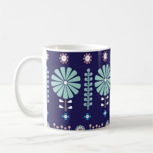 Taza De Café Flores lineales escandinavas, motivo de verano
