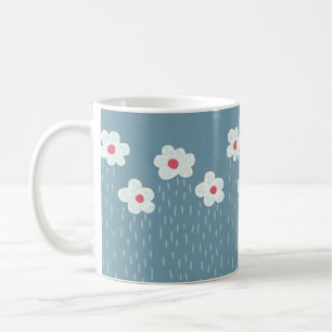 Taza De Café Flores Llueven Springtime Blue Gloomy Fun