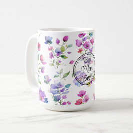 Taza De Café Flores marinas de color púrpura rosa elegante