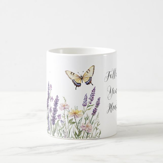 Taza De Café Flores Mariposa Amarillo Lavanda (Centro)