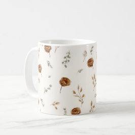Taza De Café Flores Marrones Crema
