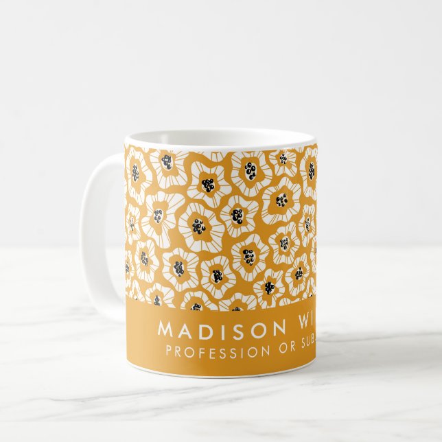 Taza De Café Flores moderadas mínimas de café Mug (Anverso izquierdo)