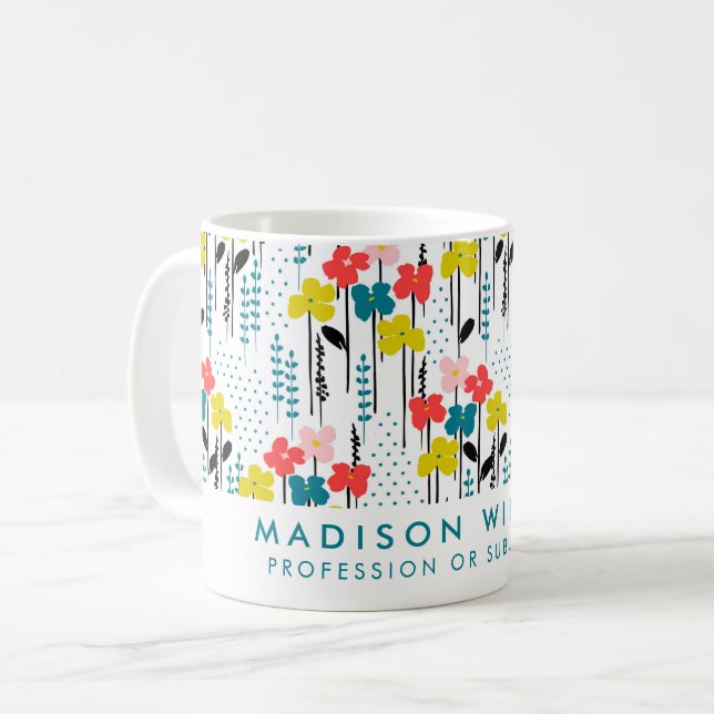 Taza De Café Flores moderadas mínimas de café Mug (Anverso izquierdo)