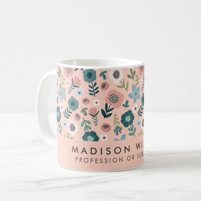 Taza De Café Flores moderadas mínimas de café Mug (Anverso izquierdo)