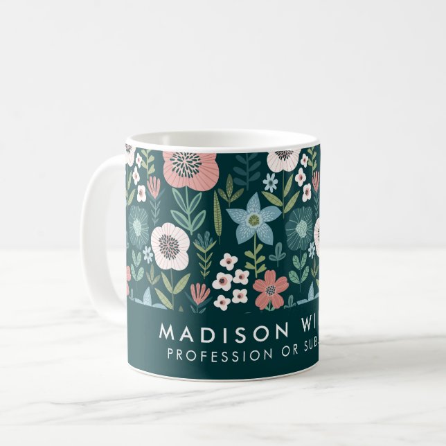 Taza De Café Flores moderadas mínimas de café Mug (Anverso izquierdo)