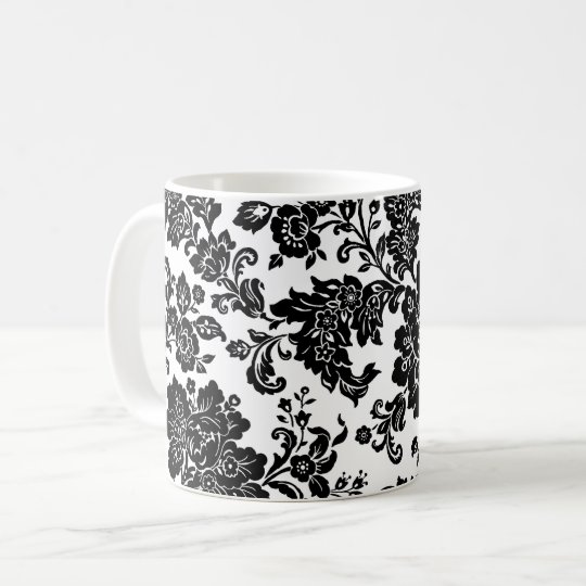 Taza De Café Flores modernas negras