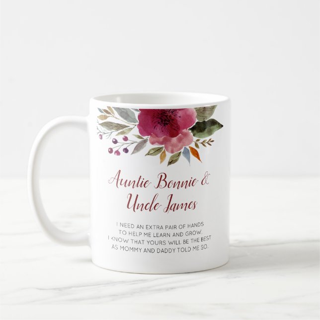 Taza De Café Flores modernas serán mi padrino bautizo (Izquierda)