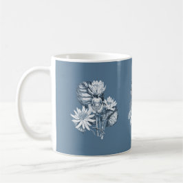 Taza De Café Flores monocromas en azul