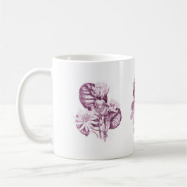 Taza De Café Flores monocromas en burdeos