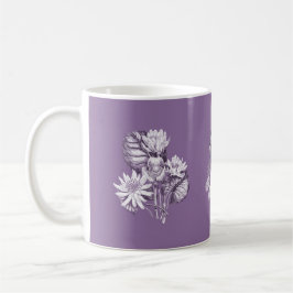 Taza De Café Flores monocromas en lavanda