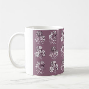 Taza De Café Flores monocromas en malva