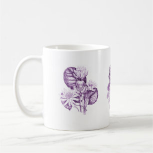Taza De Café Flores monocromas en púrpura