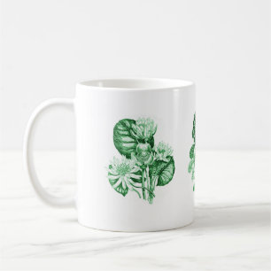 Taza De Café Flores monocromas en verde