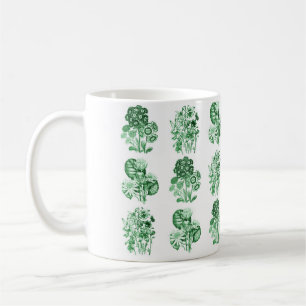 Taza De Café Flores monocromas en verde