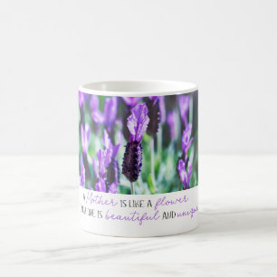 Taza De Café Flores moradas de Día de la Madre floral de campo 