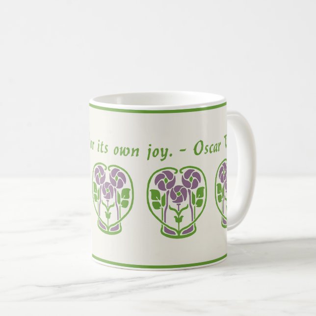 Taza De Café Flores moradas de estilo Art Nouveau café Mug (Anverso derecho)