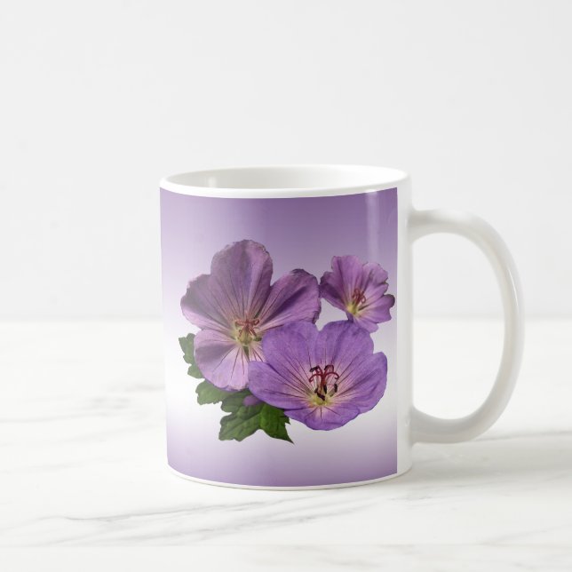 Taza De Café Flores moradas de geranio (Derecha)