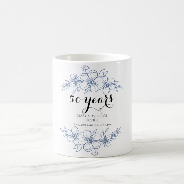 Taza De Café Flores moradas de lavanda 50 aniversario boda (Centro)