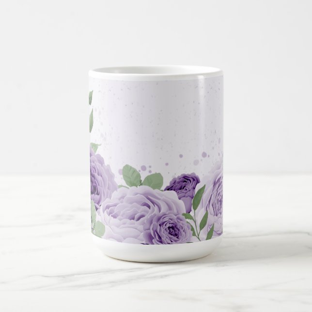 Taza De Café flores moradas románticas (Centro)
