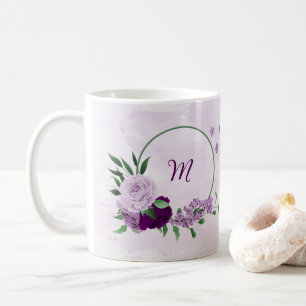 Taza De Café Flores moradas románticas