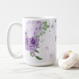 Taza De Café flores moradas románticas