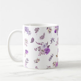 Taza De Café Flores moradas sobre