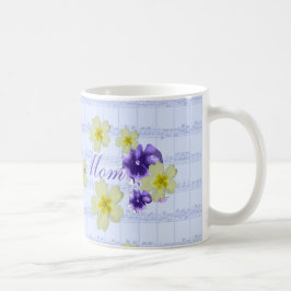 Taza De Café Flores moradas y amarillas blandas Hoja de música 