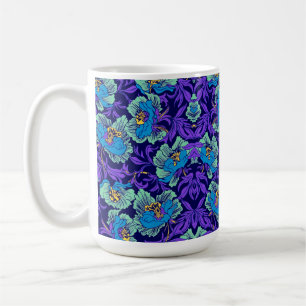 Taza De Café Flores moradas y azules William Morris