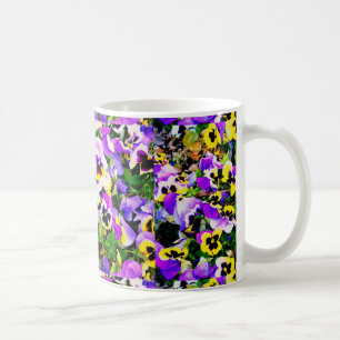 Taza De Café flores multicoloras del pensamiento