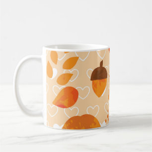 Taza De Café Flores naranjas: Patrón Doodle de mano.