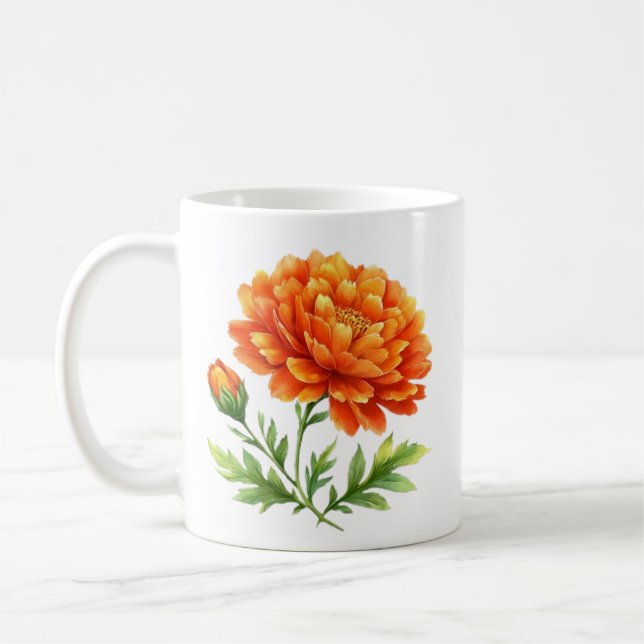 Taza De Café Flores naranjas radiantes (Izquierda)